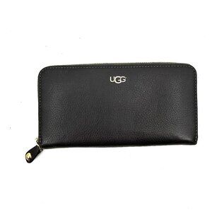 UGG Women's Rae Dark Gray Pebbled Leather Long Zip Around Wallet